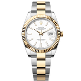 Shop Rolex Datejust 41 Oyster White Dial Two Tone Oystersteel & Yellow Gold Strap Watch for Men - M126333-0015 in USA