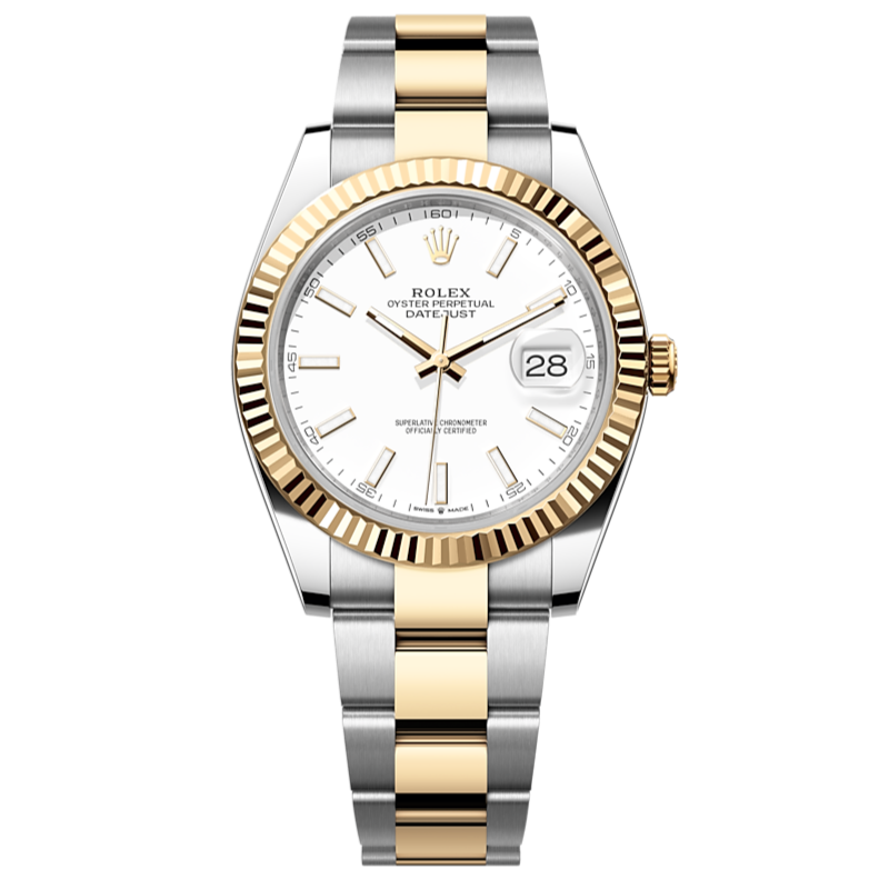 Shop Rolex Datejust 41 Oyster White Dial Two Tone Oystersteel & Yellow Gold Strap Watch for Men - M126333-0015 in USA