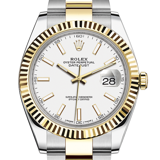 Shop Rolex Datejust 41 Oyster White Dial Two Tone Oystersteel & Yellow Gold Strap Watch for Men - M126333-0015 in USA