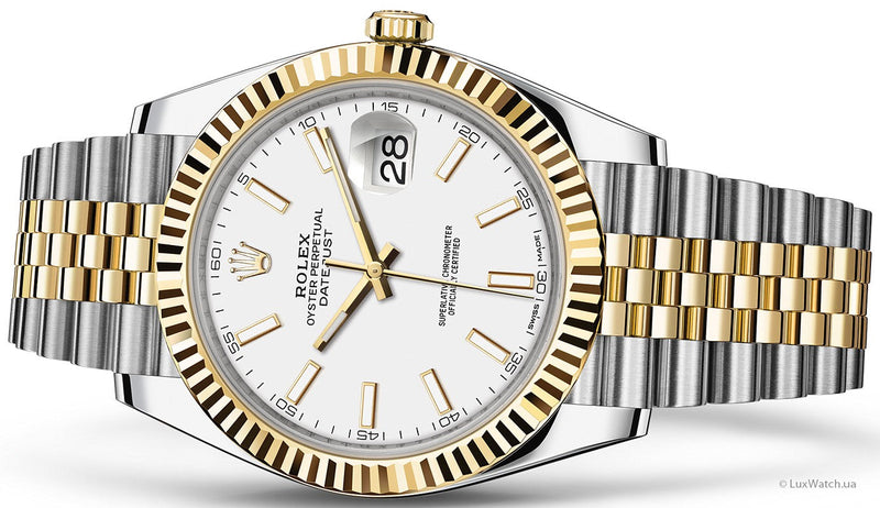 Shop Rolex Datejust 41 Oyster White Dial Two Tone Oystersteel & Yellow Gold Jubilee Bracelet White Dial Watch for Men - M126333-0016 in USA