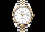 Shop Rolex Datejust 41 Oyster White Dial Two Tone Oystersteel & Yellow Gold Jubilee Bracelet White Dial Watch for Men - M126333-0016 in USA
