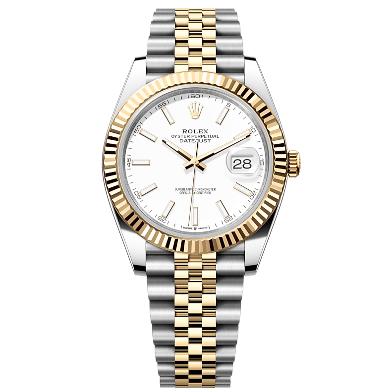 Shop Rolex Datejust 41 Oyster White Dial Two Tone Oystersteel & Yellow Gold Jubilee Bracelet White Dial Watch for Men - M126333-0016 in USA