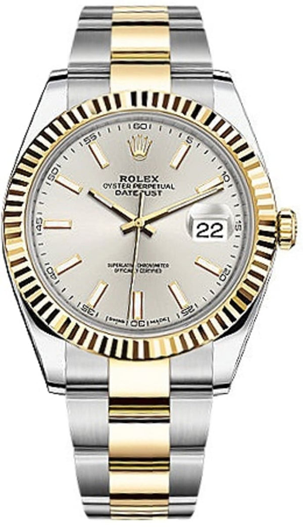 Shop Rolex Datejust 41 Oyster Silver Dial Two Tone Oystersteel & Yellow Gold Strap Watch for Men - M126333-0001 in USA