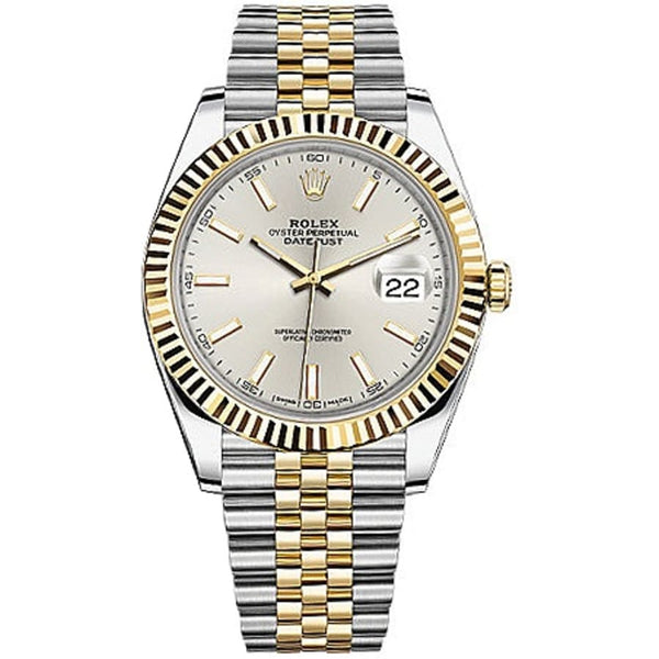 Shop Rolex Datejust 41 Silver Dial Two Tone Oystersteel & Yellow Gold Jubilee Bracelet Watch for Men - M126333-0002 in USA