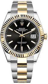 Shop Rolex Datejust 41 Black Dial Two Tone Oystersteel White Gold Strap Watch for Men - M126333-0013 in USA