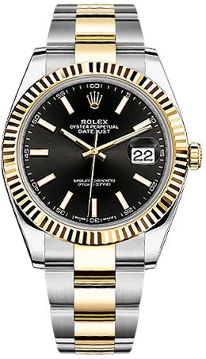Shop Rolex Datejust 41 Black Dial Two Tone Oystersteel White Gold Strap Watch for Men - M126333-0013 in USA