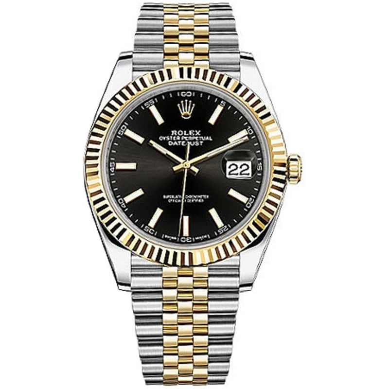 Shop Rolex Datejust 41 Oyster Black Dial Two Tone Jubilee Bracelet Watch for Men - M126333-0014 in USA