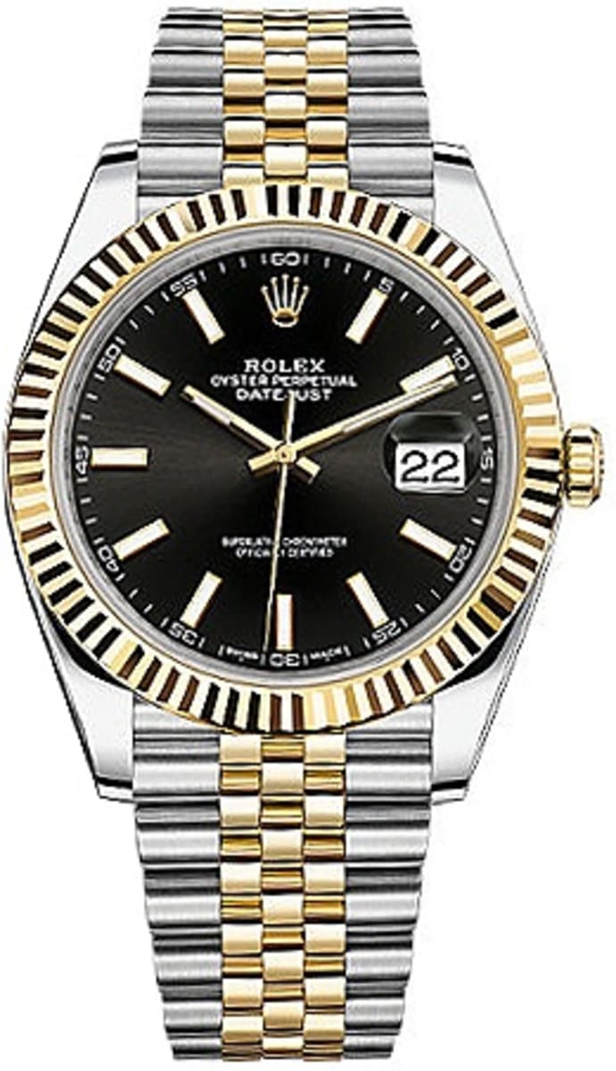 Shop Rolex Datejust 41 Oyster Black Dial Two Tone Jubilee Bracelet Watch for Men - M126333-0014 in USA