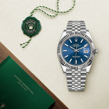 Shop Rolex Datejust 41 Oyster Blue Dial Oystersteel & White Gold Strap Watch for Men - M126334-0002 in USA