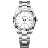 Shop Rolex Datejust 41 Oyster White Dial Oystersteel & White Gold Steel Strap Watch for Men - M126334-0009 in USA