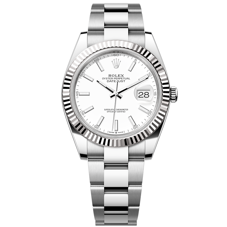 Shop Rolex Datejust 41 Oyster White Dial Oystersteel & White Gold Steel Strap Watch for Men - M126334-0009 in USA