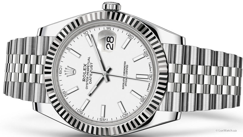 Shop Rolex Datejust 41 White Dial Silver Jubilee Bracelet Watch for Men - M126334-0010 in USA