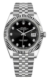 Shop Rolex Datejust 41 Oyster Diamonds Black Dial Oystersteel & White Gold Strap Watch for Men - M126334-0012 in USA