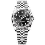 Shop Rolex Datejust 41 Oyster Diamonds Black Dial Oystersteel & White Gold Strap Watch for Men - M126334-0012 in USA