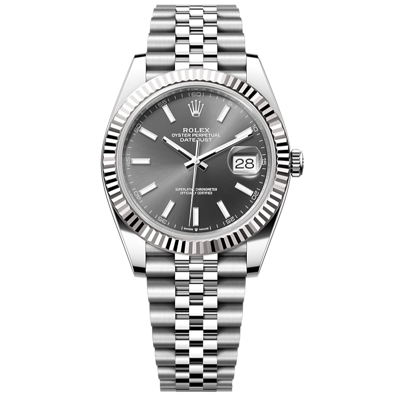 Shop Rolex Datejust 41 Oyster Grey Dial Two Tone Oystersteel & White Gold Strap Watch for Men - M126334-0014 in USA