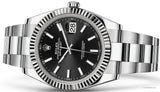 Shop Rolex Datejust 41 Oyster Black Dial Silver Steel Strap Watch for Men - M126334-0017 in USA