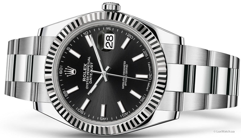 Shop Rolex Datejust 41 Oyster Black Dial Silver Steel Strap Watch for Men - M126334-0017 in USA