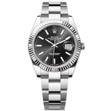 Shop Rolex Datejust 41 Oyster Black Dial Silver Steel Strap Watch for Men - M126334-0017 in USA