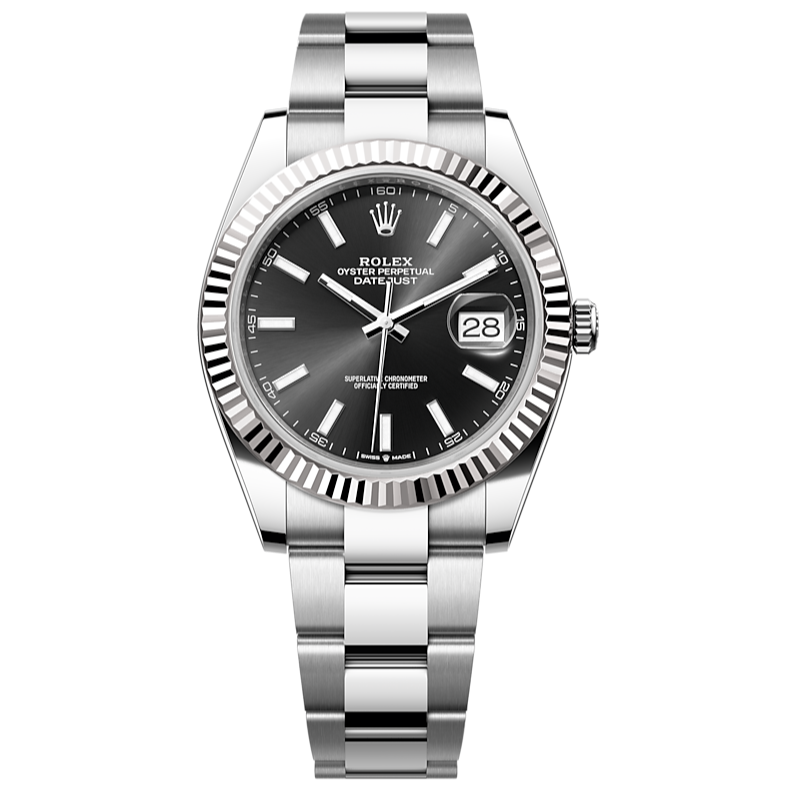 Shop Rolex Datejust 41 Oyster Black Dial Silver Steel Strap Watch for Men - M126334-0017 in USA