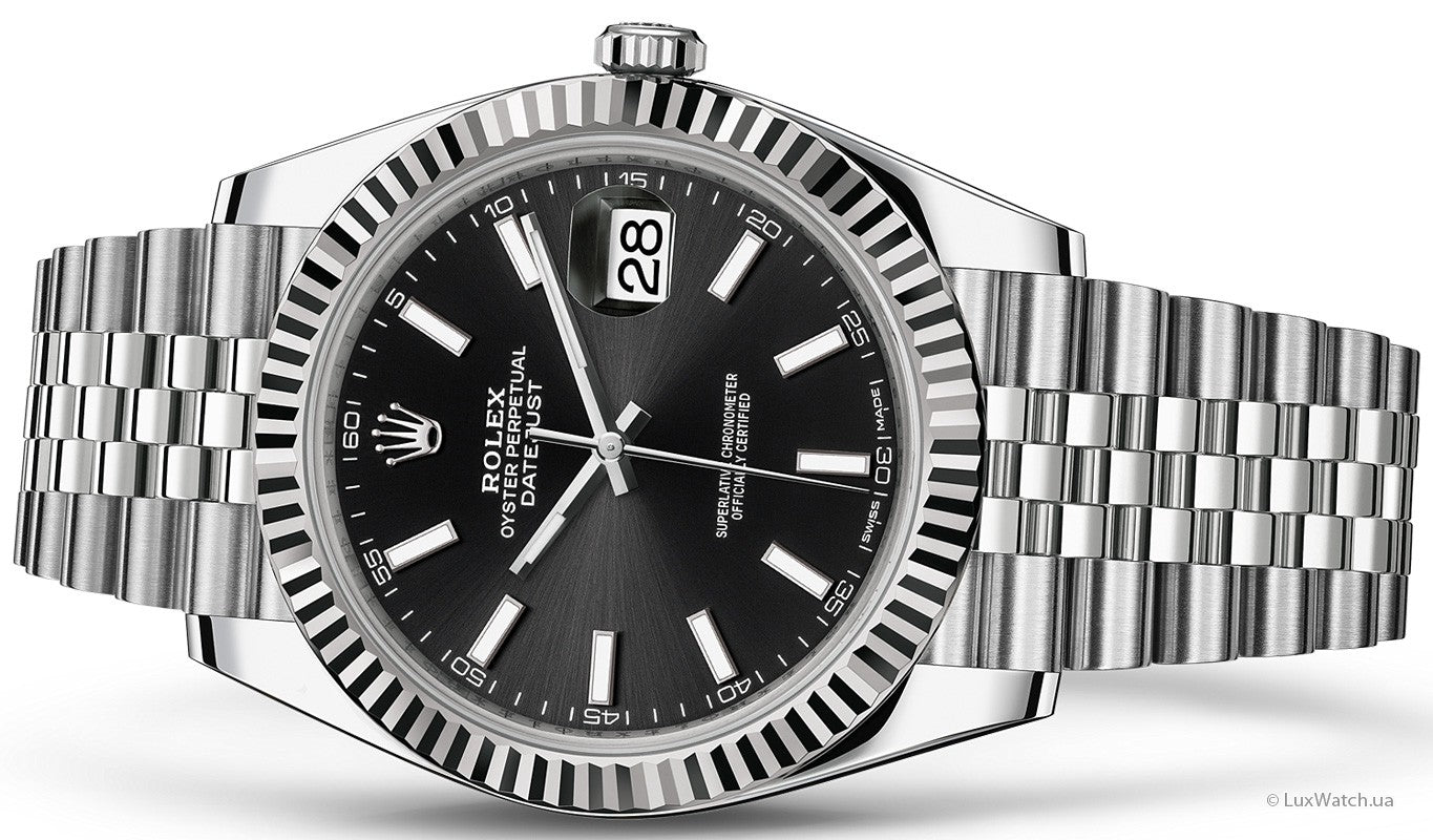 Rolex Datejust 41 Oyster Black Dial Two Tone Oystersteel & White Gold Strap Watch for Men - M126334-0018