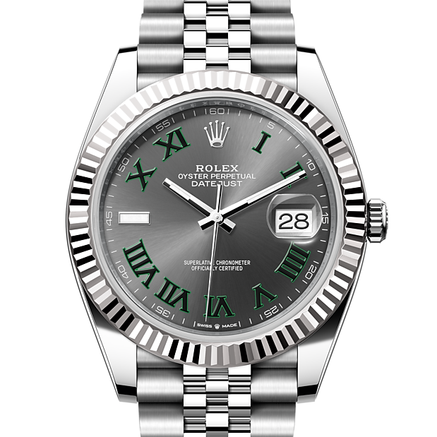 Shop Rolex Datejust 41 Oyster Grey Dial Two Tone Oystersteel & White Gold Steel Strap Watch for Men - M126334-0021 in USA