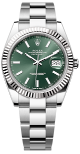Shop Rolex Datejust 41 Oyster Green Dial Oystersteel & White Gold Strap Watch for Men - M126334-0027 in USA