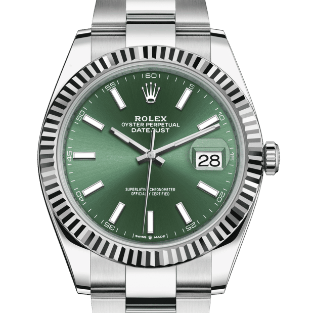 Rolex Datejust 41 Oyster Green Dial Oystersteel & White Gold Strap Watch for Men - M126334-0027