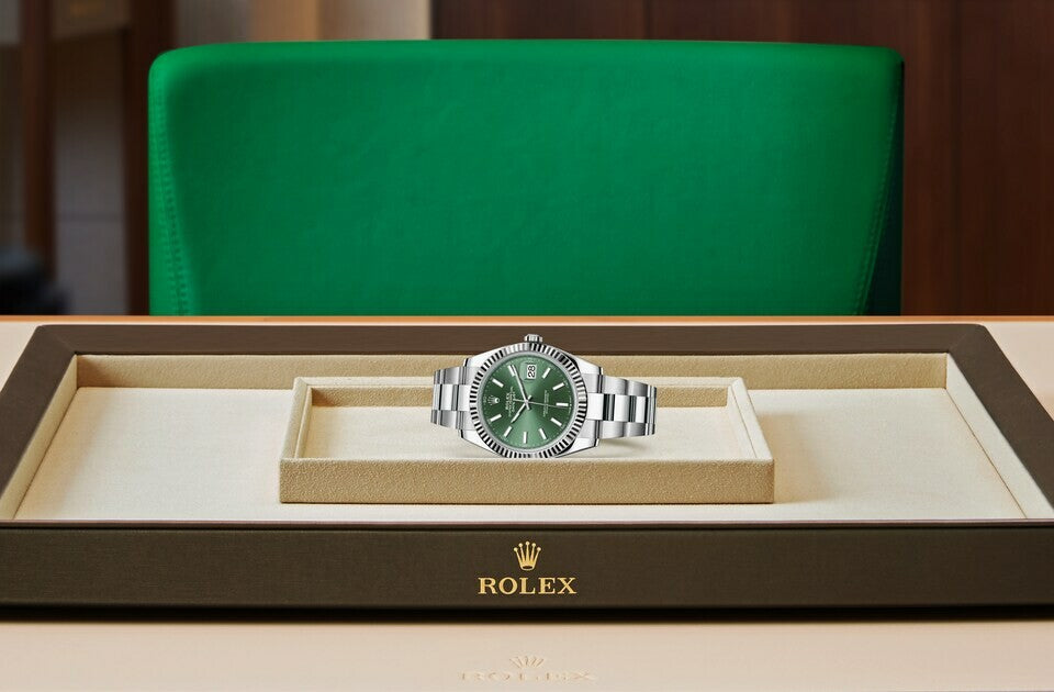 Rolex Datejust 41 Oyster Green Dial Oystersteel & White Gold Strap Watch for Men - M126334-0027