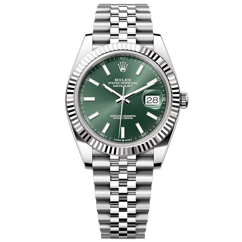 Rolex Datejust 41 Oyster Mint Green Dial Oyster Steel & White Gold Strap Watch for Men - M126334-0028