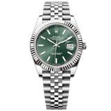 Shop Rolex Datejust 41 Oyster Mint Green Dial Oyster Steel & White Gold Strap Watch for Men - M126334-0028 in USA