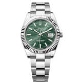 Shop Rolex Datejust 41 Oyster Mint Green Dial Oyster Steel & White Gold Strap Watch for Men - M126334-0029 in USA