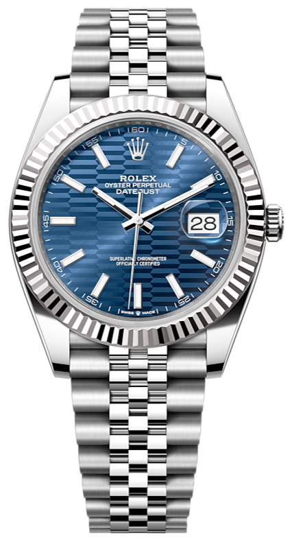 Shop Rolex Datejust 41 Oyster Blue Dial Oystersteel & Grey Gold Strap Watch for Men - M126334-0032 in USA