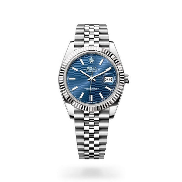 Shop Rolex Datejust 41 Oyster Blue Dial Oystersteel & Grey Gold Strap Watch for Men - M126334-0032 in USA