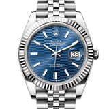 Shop Rolex Datejust 41 Oyster Blue Dial Oystersteel & Grey Gold Strap Watch for Men - M126334-0032 in USA
