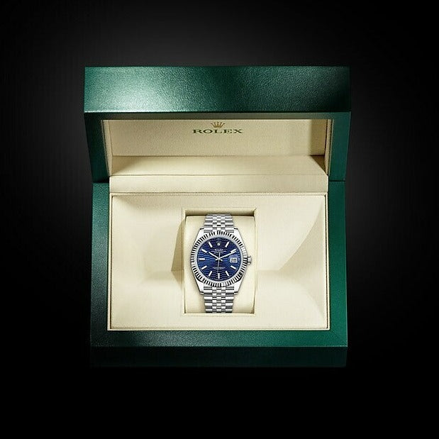 Shop Rolex Datejust 41 Oyster Blue Dial Oystersteel & Grey Gold Strap Watch for Men - M126334-0032 in USA