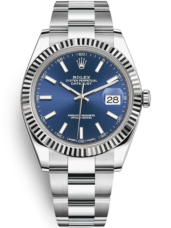 Rolex Datejust 41 Blue Dial Steel & White Gold Strap Watch for Men - M126334-0001