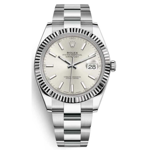 Shop Rolex Datejust 41 Oyster Silver Dial Two Tone Oyster Steel & White Gold Strap Watch For Men - M126334-0003 in USA