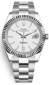 Shop Rolex Datejust 41 Oyster White Dial Oystersteel & White Gold Steel Strap Watch for Men - M126334-0009 in USA