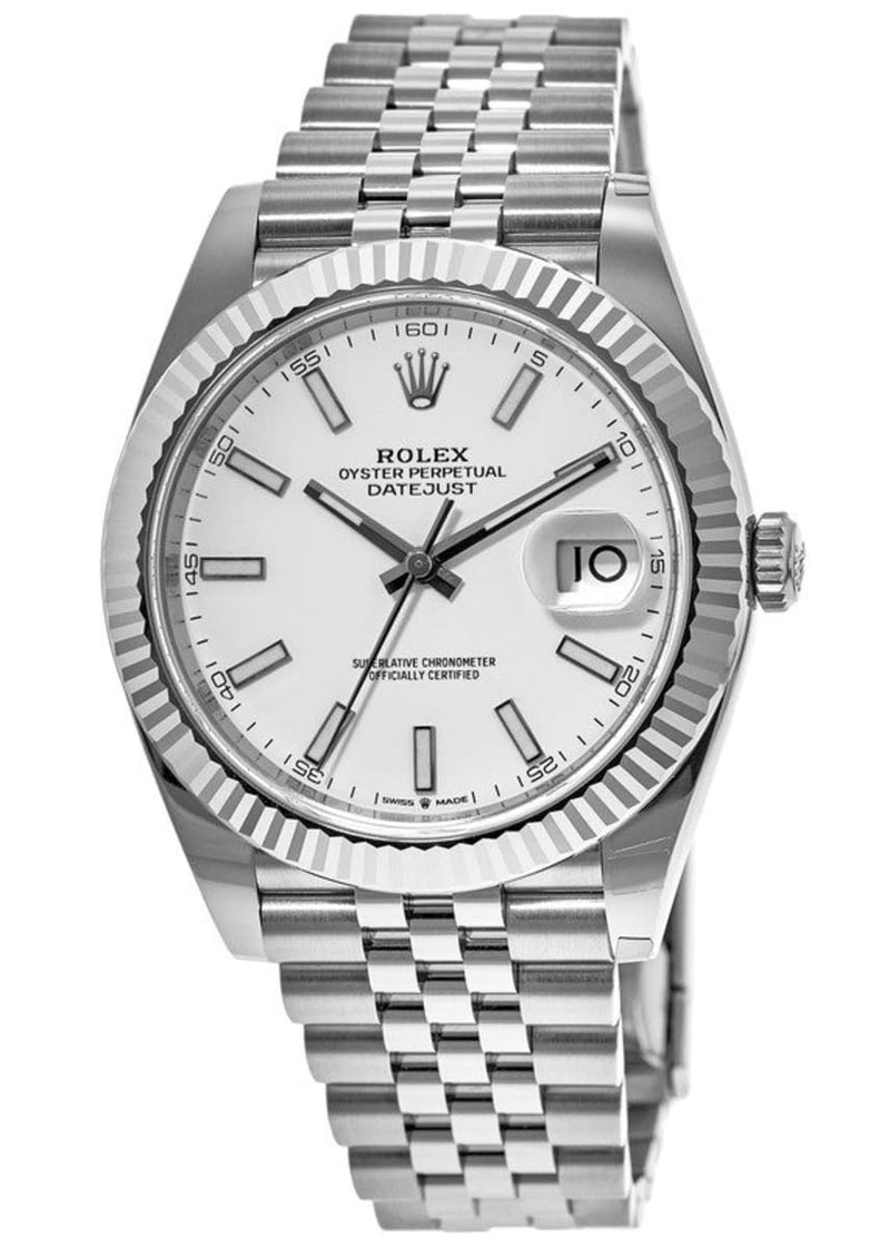 Shop Rolex Datejust 41 White Dial Silver Jubilee Bracelet Watch for Men - M126334-0010 in USA