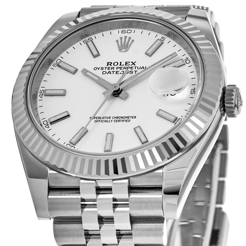 Shop Rolex Datejust 41 White Dial Silver Jubilee Bracelet Watch for Men - M126334-0010 in USA