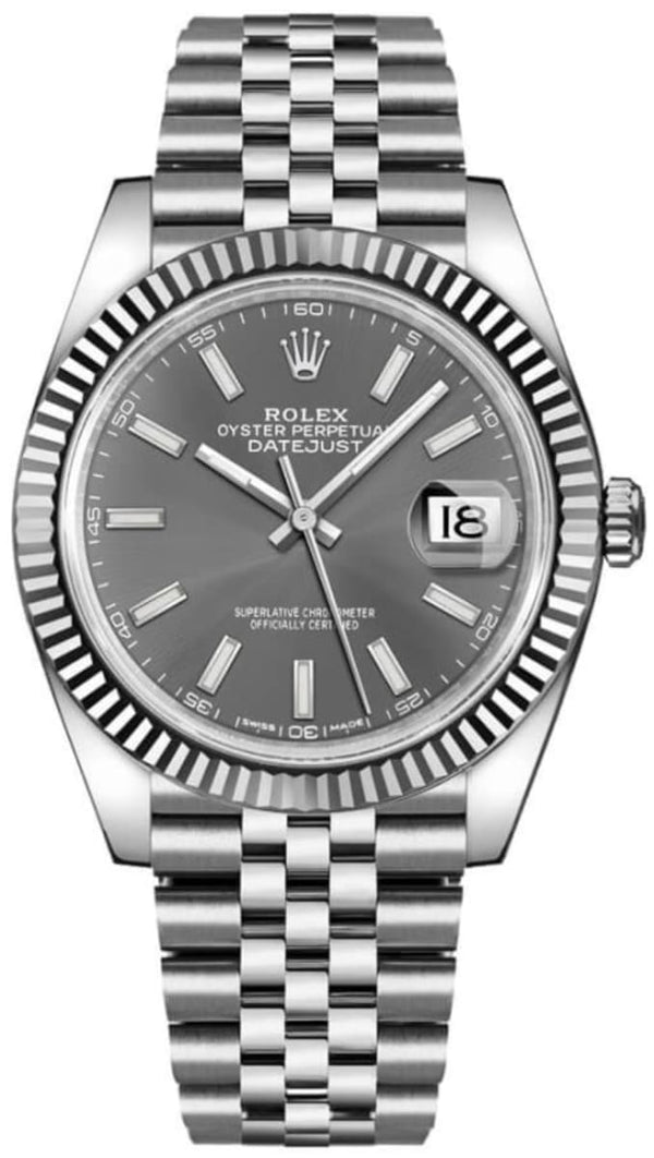 Shop Rolex Datejust 41 Oyster Grey Dial Two Tone Oystersteel & White Gold Strap Watch for Men - M126334-0014 in USA