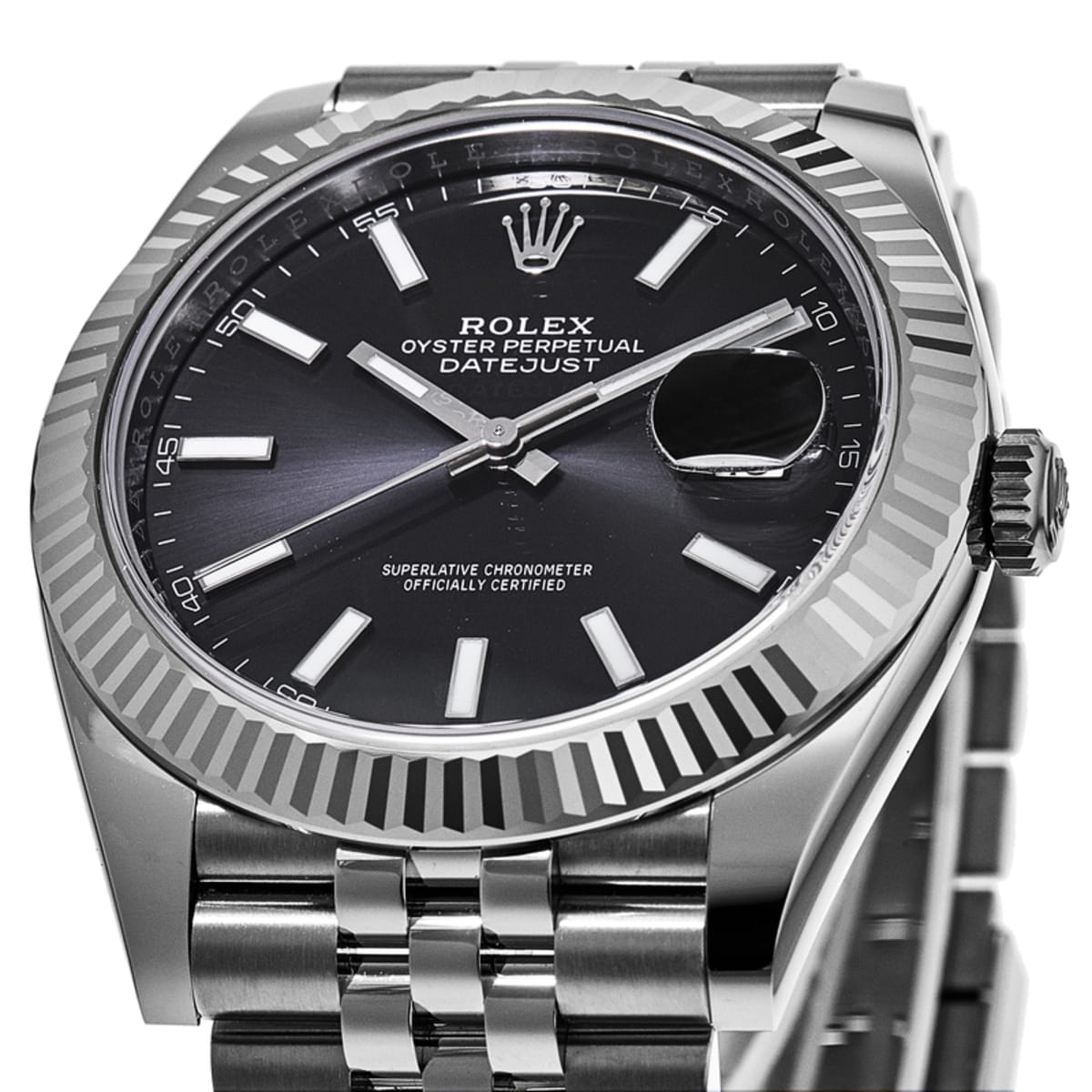 Rolex Datejust 41 Oyster Black Dial Two Tone Oystersteel & White Gold Strap Watch for Men - M126334-0018