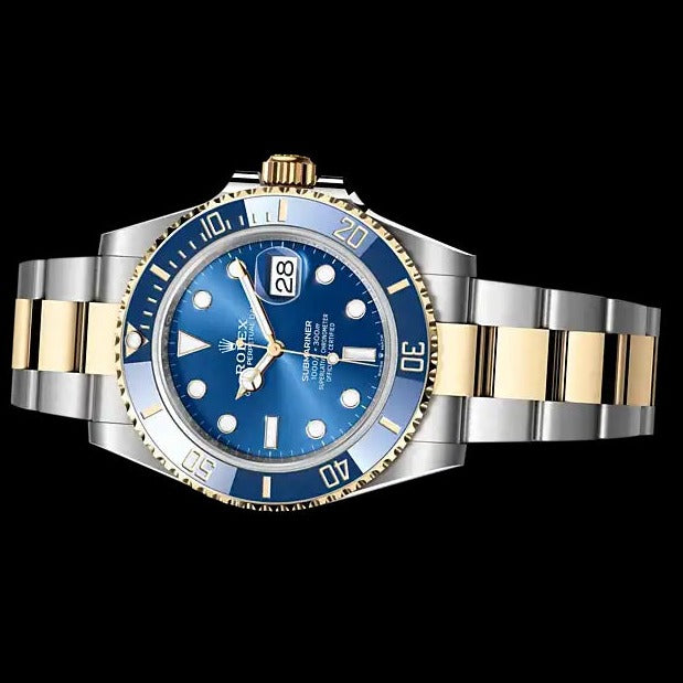 Shop Rolex Submariner Date Oyster 41mm Blue Dial Two Tone Oyster Steel Yellow Gold Strap Watch for Men - M126613LB-0002 in USA