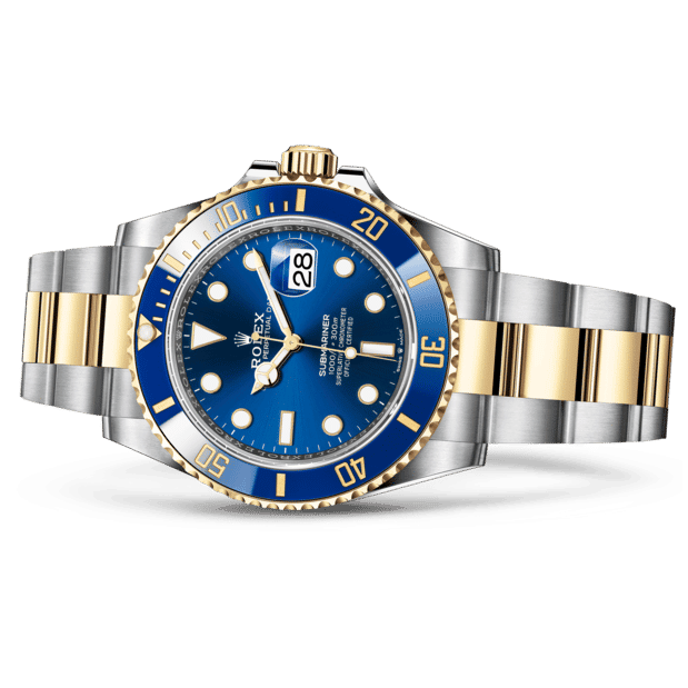Shop Rolex Submariner Date Oyster 41mm Blue Dial Two Tone Oyster Steel Yellow Gold Strap Watch for Men - M126613LB-0002 in USA