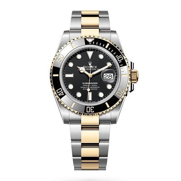Shop Rolex Submariner Date 41 Oyster Black Dial Two Tone Oystersteel & Yellow Gold Strap Watch for Men - M126613LN-0002 in USA