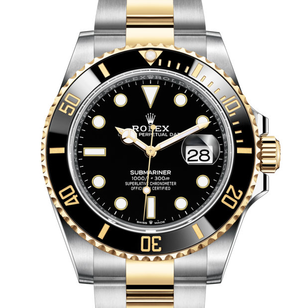 Shop Rolex Submariner Date 41 Oyster Black Dial Two Tone Oystersteel & Yellow Gold Strap Watch for Men - M126613LN-0002 in USA