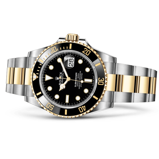 Shop Rolex Submariner Date 41 Oyster Black Dial Two Tone Oystersteel & Yellow Gold Strap Watch for Men - M126613LN-0002 in USA