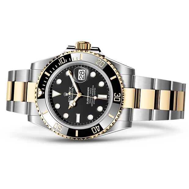 Shop Rolex Submariner Date 41 Oyster Black Dial Two Tone Oystersteel & Yellow Gold Strap Watch for Men - M126613LN-0002 in USA