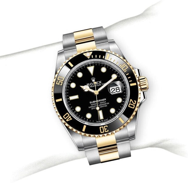 Shop Rolex Submariner Date 41 Oyster Black Dial Two Tone Oystersteel & Yellow Gold Strap Watch for Men - M126613LN-0002 in USA