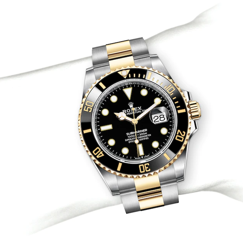 Shop Rolex Submariner Date 41 Oyster Black Dial Two Tone Oystersteel & Yellow Gold Strap Watch for Men - M126613LN-0002 in USA